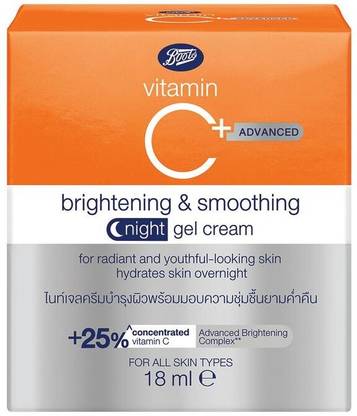 Boots Sunscreen - SPF 50 VITAMIN C ADVANCED BRIGHTENING & SMOOTHING NIGHT GEL CREAM