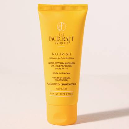 the facecraft project Sunscreen - SPF 50 PA+++ NOURISH Broad Spectrum|Lightweight Sunscreen| UVB & UVA Protection