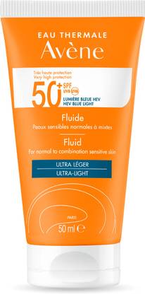Avene Sunscreen - SPF 50 PA+ Fluid |UVA/UVB/Blue light Protection|