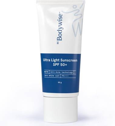 Be Bodywise Sunscreen - SPF 50 PA++++ Ultra Light Sunscreen SPF50+ |Super Lightweight, Acne Friendly, Zero White Cast