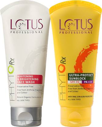 Lotus Professional Sunscreen - SPF 50 Ultra-Protect Sunblock SPF70_50g & Whitening Facewash 100g