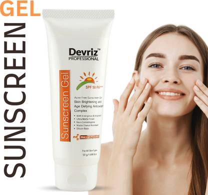 DEVRIZ PROFESSIONAL Sunscreen - SPF 50 PA+++ Sunscreen gel Spf 50 For oily Skin | For Women & Men With Blue Light Protection