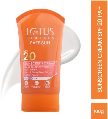 LOTUS HERBALS Sunscreen - SPF 20 PA+ Safe Sunscreen Cream PA+ SPF 20..
