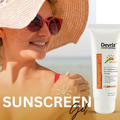 DEVRIZ PROFESSIONAL Sunscreen - SPF 50 PA+++ Sunscreen with Spf 50 Protects From Harmful UVA & UVB Rays For Oily, Dry Skin