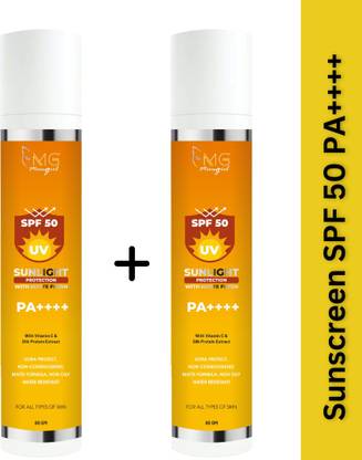 MGmeowgirl Sunscreen - SPF 50 PA++++ Pack Of 2 Sunscreen Ultra Protect From Sunlight, Non Oily With Vitamin C