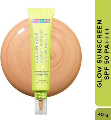 HYPHEN Sunscreen - SPF 50 PA++++ Golden Hour Glow for Dewy Glow & Bright Skin | Protects Vitamin C & Peptides