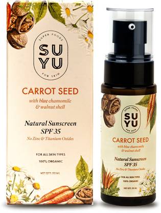 SUYU Sunscreen - SPF 35 Carrot Seed Organic Sunscreen , Hydrating & Brightening, No White Cast