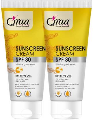 Qraa Sunscreen - SPF 30 PA++++ Sunscreen Cream SPF 30|Helps Remove Tan|Helps in Sun Burn|Pack of 2|(100gm*2)