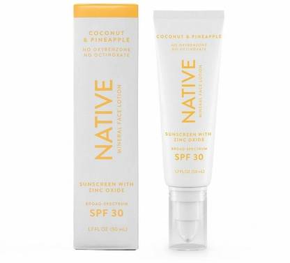 Native Sunscreen - SPF 50 Coconut & Pineapple Mineral Sunscreen Lotion - SPF 30
