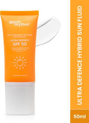 Earth Rhythm Sunscreen - SPF 50 PA++++ Ultra Defence Hybrid Sunscreen SPF 50 PA++++, Zero White Cast (Pack of 2)