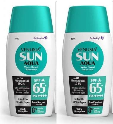venusia Sunscreen - SPF 65 PA++++ AQUA Water based || UVA , UVB protection |50 ml x Pack of 2