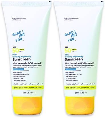 GLAD I MET YOU Sunscreen - SPF 50 PA++++ Sunscreen SPF 50 PA++++ | No White Cast | Non-Sticky