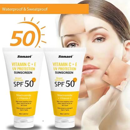 Sonavi Sunscreen - SPF 50 PA+++ Sunscreen Cream Daily Glow With Vitamin C+E For Sun Protection