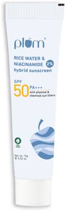 Plum Sunscreen - SPF 50 PA+++ 2% Niacinamide & Rice Water Hybrid Face Sunscreen | Travel Size