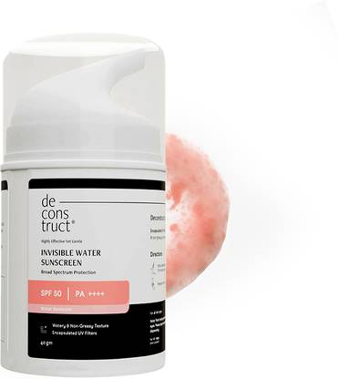 deconstruct Sunscreen - SPF SPF 50 PA+++ Invisible Water Sunscreen | Instant Cooling & Long-Lasting | All Skin Types