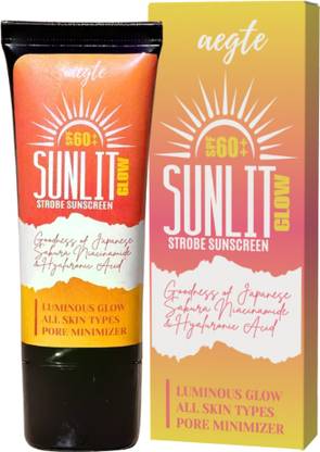 aegte Sunscreen - SPF 60 PA++ Sunlit Glow Strobe Sunscreen (Moisturizer + Highlighter)