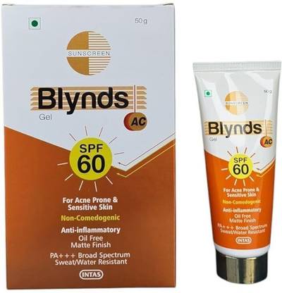Blynds Sunscreen - SPF 60+ PA+++ ACSunscreen Gel, SPF 60+ PA+++, Non-Comedogenic, Lightweight Formula (PACK OF 1)