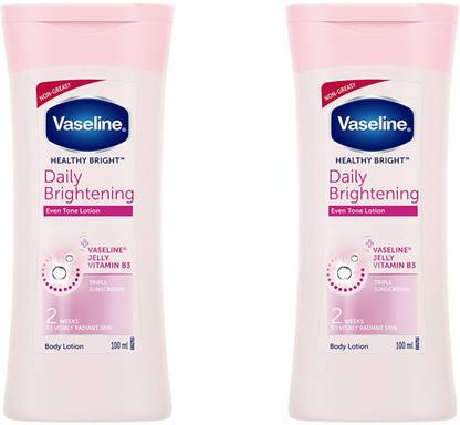 Vaseline Sunscreen - SPF 50 PA+ Healthy Bright Daily Brightening Body Lotion, 100 ml Pack of 2