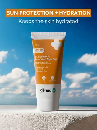 The Derma Co Sunscreen - SPF 50 PA++++ 1% Hyaluronic Sunscreen Aqua Gel Lightweight, No white-cast for Broad Spectrum