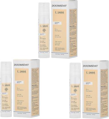 DOOMSDAY Sunscreen - SPF 50 PA+++ DER+MINA SUNSCREEN AQUA GEL WITH UVA / UVB PROTECTION FOR DAILY USE PACK OF 3
