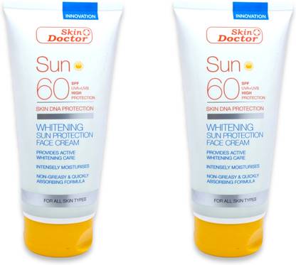 SKIN DOCTOR Sunscreen - SPF 50 Sun SPF60 Whitening Sun Protection Face Cream (Pack of 2, 150ml each)