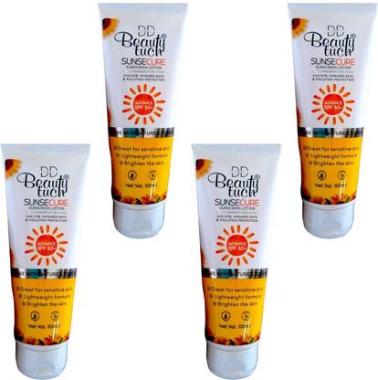 DOOMSDAY Sunscreen - SPF 50 PA+ BEAUTY TUCH SUNSCREEN LOTION FOR FULL PROTECTION UVA/UVB RAYS PACK OF 4
