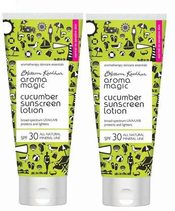 Aroma Magic Sunscreen - SPF 30 PA++ Cucumber Lotion | Lightens & Protects skin from UVA/UVB | Pack of 2