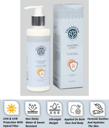 Triasderm Sunscreen - SPF 50 PA++++ Vitamin E-UVB rays, Highest UVA protection level