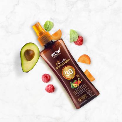 WOW SKIN SCIENCE Sunscreen - SPF 50 UV Water Transparent Sunscreen Spray SPF 30 - with Raspberry Extract, Carrot Seed Extract, Avocado Oil - No Parabensm Siliconesm Mineral Oil, Oxide, Color & Benzophenone - 100mL