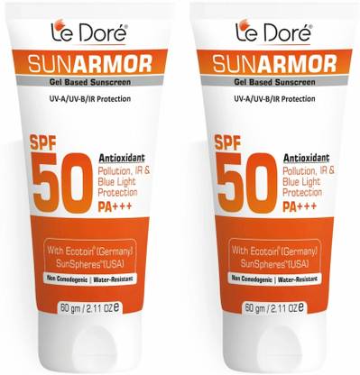 Le Dore Sunscreen - SPF 50 PA+++ Sunarmor Gel Based Sunscreen With Pollution & Blue Light Protection (Pack Of 2)