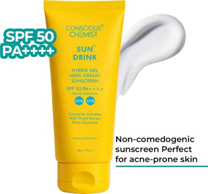Conscious Chemist Sunscreen - SPF 50 PA++++ Ceramides Sunscreen SPF 50 PA++++ | Olive Squalane | Lightweight & No White Cast