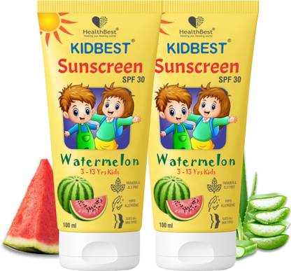HealthBest Sunscreen - SPF 50 PA+++ Kidbest Sunscreen for 3-13 Years Kids | Each Pack of 100ml (Pack of 2)