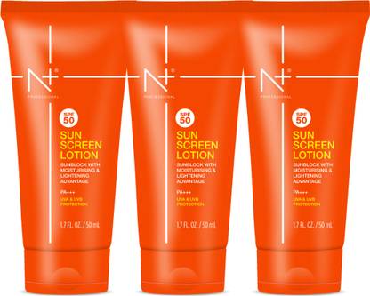 N PLUS Sunscreen - SPF 50 PA+++ Sunblock Lotion with Moisturising & Lightening advantage UVA & UVB Protection