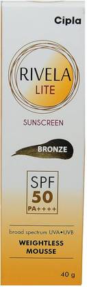 Rivela Sunscreen - SPF 50 PA++++ Lite Sunscreen Bronze SPF-50+ 40g 40