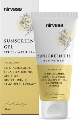 Nirvasa Sunscreen - SPF 50 PA+++ Sunscreen Gel with Niacinamide | Lightweight, No White Cast & Broad Spectrum