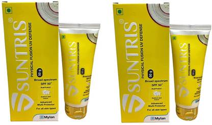Suntris Sunscreen - SPF 50 PA+++ Physical Fusion UV Defense (50 g*2 PACK)
