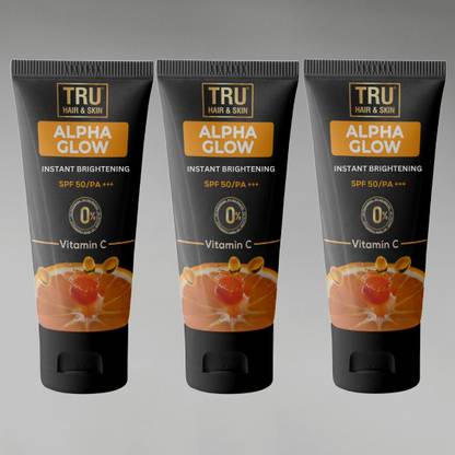 TRU HAIR & SKIN Sunscreen - SPF 50 PA+++ Alpha Glow for Men | Instant Brightening
