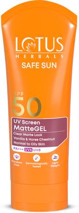 LOTUS HERBALS Sunscreen - SPF 50 PA+++ Safe Sun UV Screen MatteGEL Sunscreen SPF 50 PA+++ ( Summer Special Sunscreen)