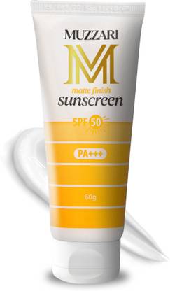 muzzari Sunscreen - SPF 50 PA+++ Non-Oily Broad Spectrum Sunscreen with SPF 50 for Indian Skin, Matte Finish