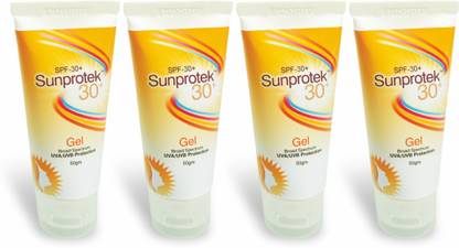 Sunprotek Sunscreen - SPF 50 PA+++ Sunscreen Gel With SPF 30+ & PA+++ Broad Spectrum UVA Protection (Pack of 4)