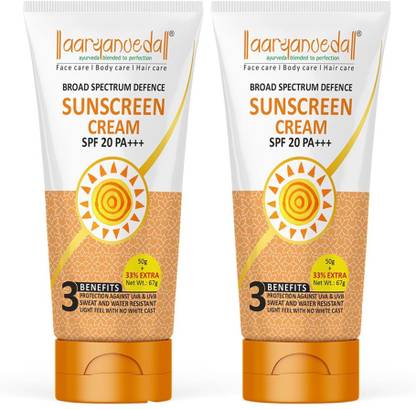 Aaryanveda Sunscreen - SPF 20 PA+++ Sun Protective SPF-20