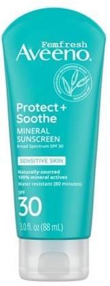 FEMFRESH Sunscreen - SPF 50 Aveeno, Protect + Soothe Mineral Sunscreen, SPF 30
