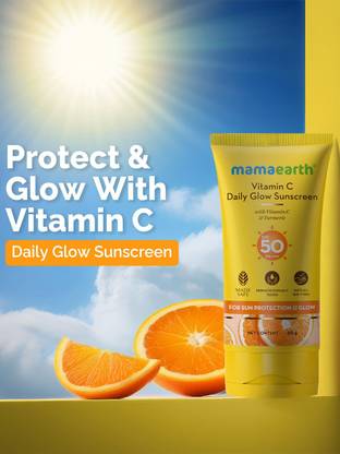 Mamaearth Sunscreen - SPF 50 PA+++ Daily Glow with Vitamin C & Turmeric for Sun Protection