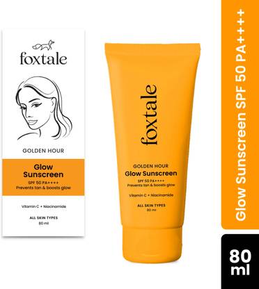 Foxtale Sunscreen - SPF 50 PA+++ Glow Sunscreen with Vitamin C & Niacinamide for a Dewy Glow