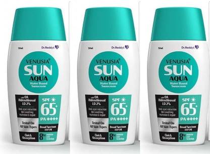 venusia Sunscreen - SPF 65 PA++++ AQUA Water based || UVA ,UVB protection|50 ml x Pack of 3