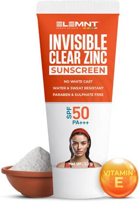 Elemnt Sports Science Sunscreen - SPF 50 Invisible Clear Zinc Sunscreen for Sports & Outdoors, Runners & Trekkers