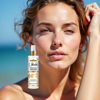 Utkrisht Sunscreen - SPF 60+ PA+++ Khadi Herbal SPF 60 Lotion for Daytime Outdoor Skin Use