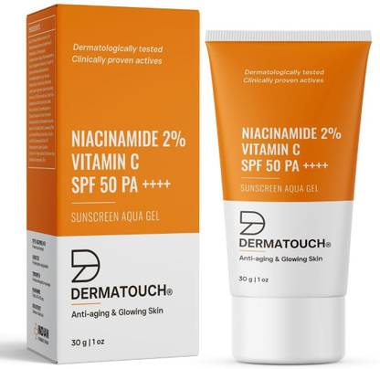 Dermatouch Sunscreen - SPF 50 PA++++ Niacinamide 2% Vitamin C Sunscreen for glowing skin | SPF 50+ PA ++++ | 30g