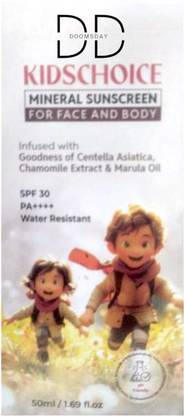 DOOMSDAY Sunscreen - SPF 30 PA++++ KIDCHOICE MINIRAL SUNSCREEN FOR KIDS PROTCTION OF SKIN PACK OF - 50ml x 1