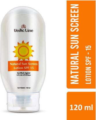 Vedic Line Sunscreen - SPF 50 Vedicline Spf 15 Natural Sun Screen Lotion, 120ml